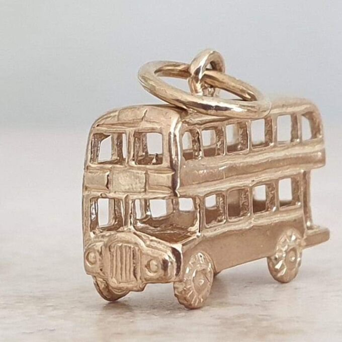 Double Decker Bus Pendant in 9ct Gold.