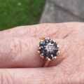 Sapphire and Diamond Cluster Ring in9ct Gold, a UK J 1/2 or a US 5 1/4