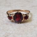 Garnet Trilogy Ring in 9ct Gold.