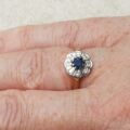 Antique Sapphire and Diamond Daisy Ring in 18ct Gold, a UK I 1/2 or a US 4 3/4.