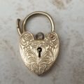 Ornate Engraved Heart Padlock in 9ct Gold