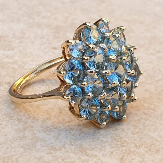 Huge Topaz Cluster Ring in 9ct Gold.