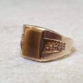 Tiny Tigers Eye Signet Ring in 9ct Gold.