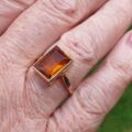 Citrine Coloured Paste Solitaire Ring in 9ct Gold, a UK O or a US 7 1/4