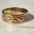 Abstract Pattern Band Ring in 9ct Gold,  a UK T 1/2 or a US 10 1/4.
