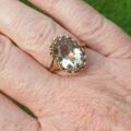 Oval Pale Quartz Ring in 9ct Gold, a UK O or a US 7 1/2