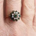 Chrysoprase and Opal Cluster Ring in 9ct Gold,  a UK P or a US 8.