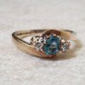 Topaz & Diamond Crossover Trilogy Ring in 9ct Gold.
