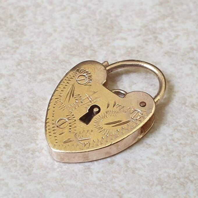 Engraved Front Small Padlock in 9ct Gold