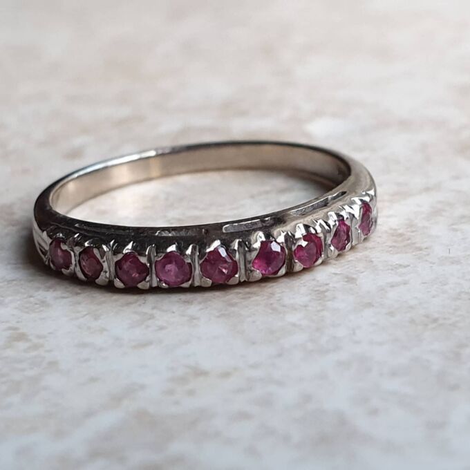 Ruby Half Eternity Stacking Band in 18ct White Gold