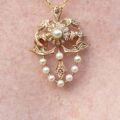RESERVED – Pearl, Diamond and Ruby Brooch and Pendant in 9ct gold