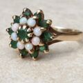 Chrysoprase and Opal Cluster Ring in 9ct Gold,  a UK P or a US 8.