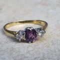 Purple Sapphire and Diamond Ring in 18ct Gold, a UK M 1/2 or a US 6 1/2.