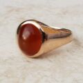 Cabochon Carnelian Signet Ring in 9ct Gold, a UK L 1/2 or a US 6 1/2.