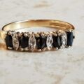 Marquise Sapphire & Diamond Band in 9ct Gold,  Size UK K 1/2 or a US 5 1/2.