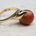 Fabulous Carnelian Ball Ring in 14k Gold, a UK L 1/2 or a US 6.