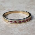Channel Set Ruby and Diamond Narrow Band in 9ct Gold.