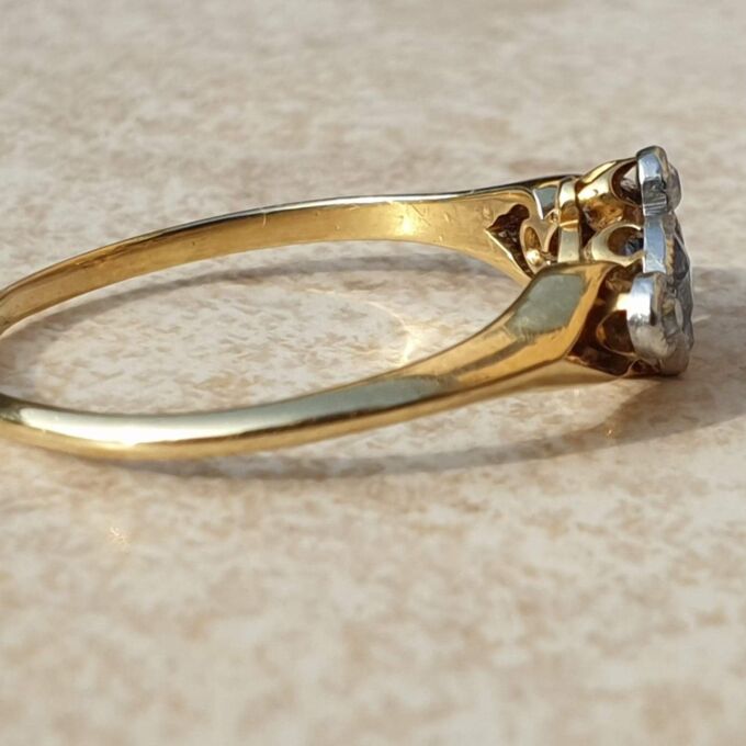 Twin Sapphire and Diamond Ring in 18ct Gold,  a UK P or a US 8.