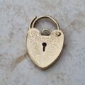 Engraved Heart Padlock in 9ct Yellow Gold