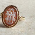 Cameo of The Three Graces, Ring is 9ct Gold, a UK P or a US 8.