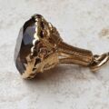 Huge England, Scotland, Wales Emblem Fob Pendant with Smoky Quartz in 9ct Gold