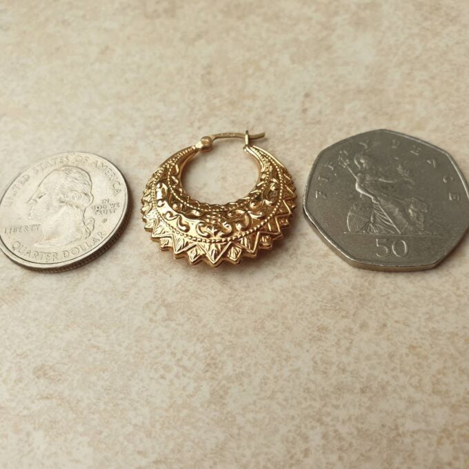 Gypsy Creole Hoop Earrings in 9ct Gold