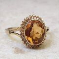 Oval Citrine Solitaire Ring in 9ct Gold, a UK Q or a US 8 1/2
