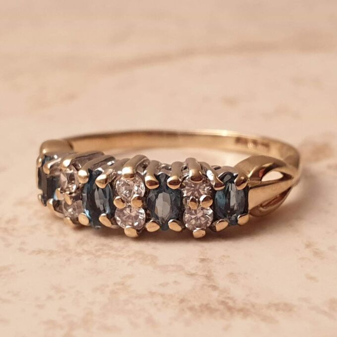 Marquise Cut Topaz and Paste Ring in 9ct Gold, a UK L or a US 6.