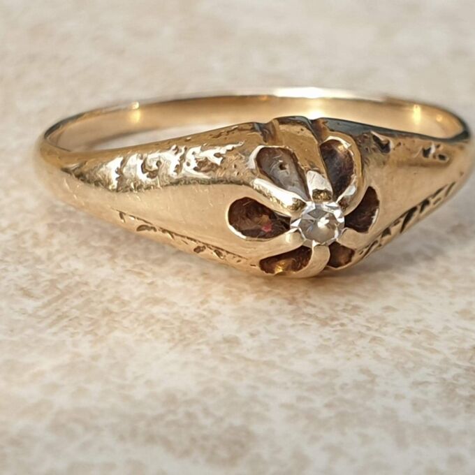 Diamond Solitaire Ring in 10K Gold,  a UK N or a US 7.
