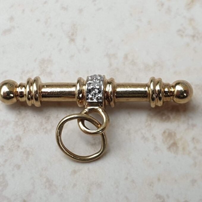 T Bar Pendant with Diamond Accents in 9ct Gold