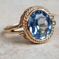 Pretty Synthetic Blue Spinel Solitaire Ring in 9ct Gold, a UK O or a US 7 1/4.