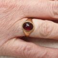 Garnet Cabochon Signet Ring in 9ct Gold,  a UK J 1/2 or a US 5 1/2.