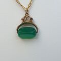 Chrysoprase Spinner Fob Pendant in 9ct Gold