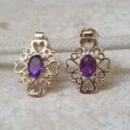 Amethyst Heart Detail Earrings in 9ct Gold