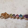 Reserved – Multi Stone Rainbow Drop Pendant in 9ct Gold