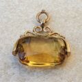 Antique Edwardian Citrine Spinning Fob in 9ct Gold