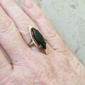 Marquise or Navette Whitby Jet Ring in 9ct Gold, a UK N or a US 7