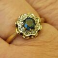 Sapphire and Diamond Daisy Ring in 18ct Gold,  a UK J or a US 5.