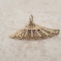 Filigree Ornate Fan Pendant Charm in 9ct Gold
