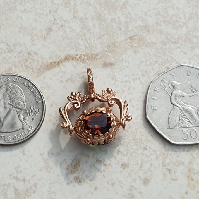 Three Colour Paste Spinning Fob in 9ct Rose Gold