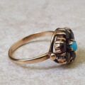 Garnet and Turquoise Ring in 9ct Gold.