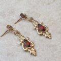 Pretty Garnet Drop Earrings in 9ct Gold