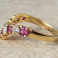 Ruby and Diamond Chevron Ring in 18ct Gold,  a UK M 1/2 or a US 6 3/4.
