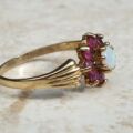 Opal and Ruby Cluster Ring in 9ct Gold, a UK N or a US 6 3/4