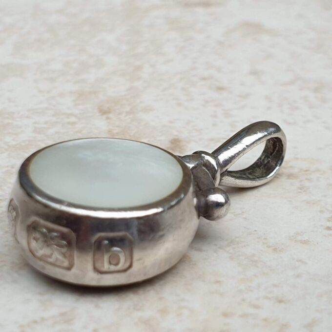 Mother of Pearl and Agate Pendant in Sterling Silver by David Scott Walker.