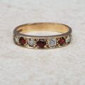 Pretty Red and White Paste Stone Ring in 9ct Gold, a UK L 1/2 or a US 6 1/4.