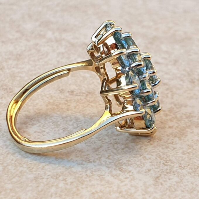 Huge Topaz Cluster Ring in 9ct Gold.