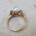 Pearl and Turquoise Bypass Ring in 9ct Gold.