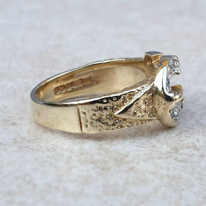 Tiny Pinky Finger Buckle Ring in 9ct Gold,  a UK size F or a US 3 1/4.