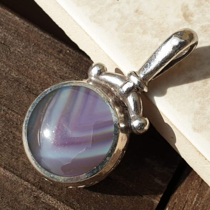 Mother of Pearl and Agate Pendant in Sterling Silver by David Scott Walker.